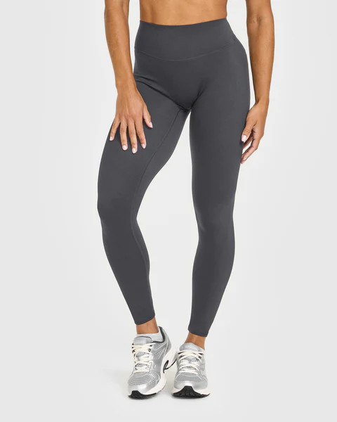 SoftMotion™ High Waisted Leggings with White Logo 
 Coal | Oner Active (UK / US)