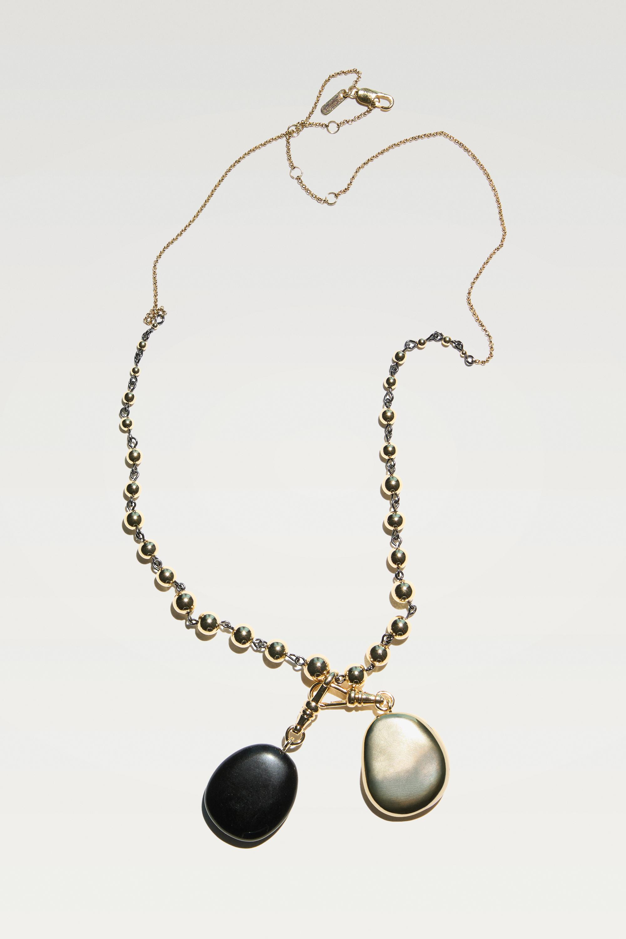 Beaded chain necklace with onyx piece | Massimo Dutti UK