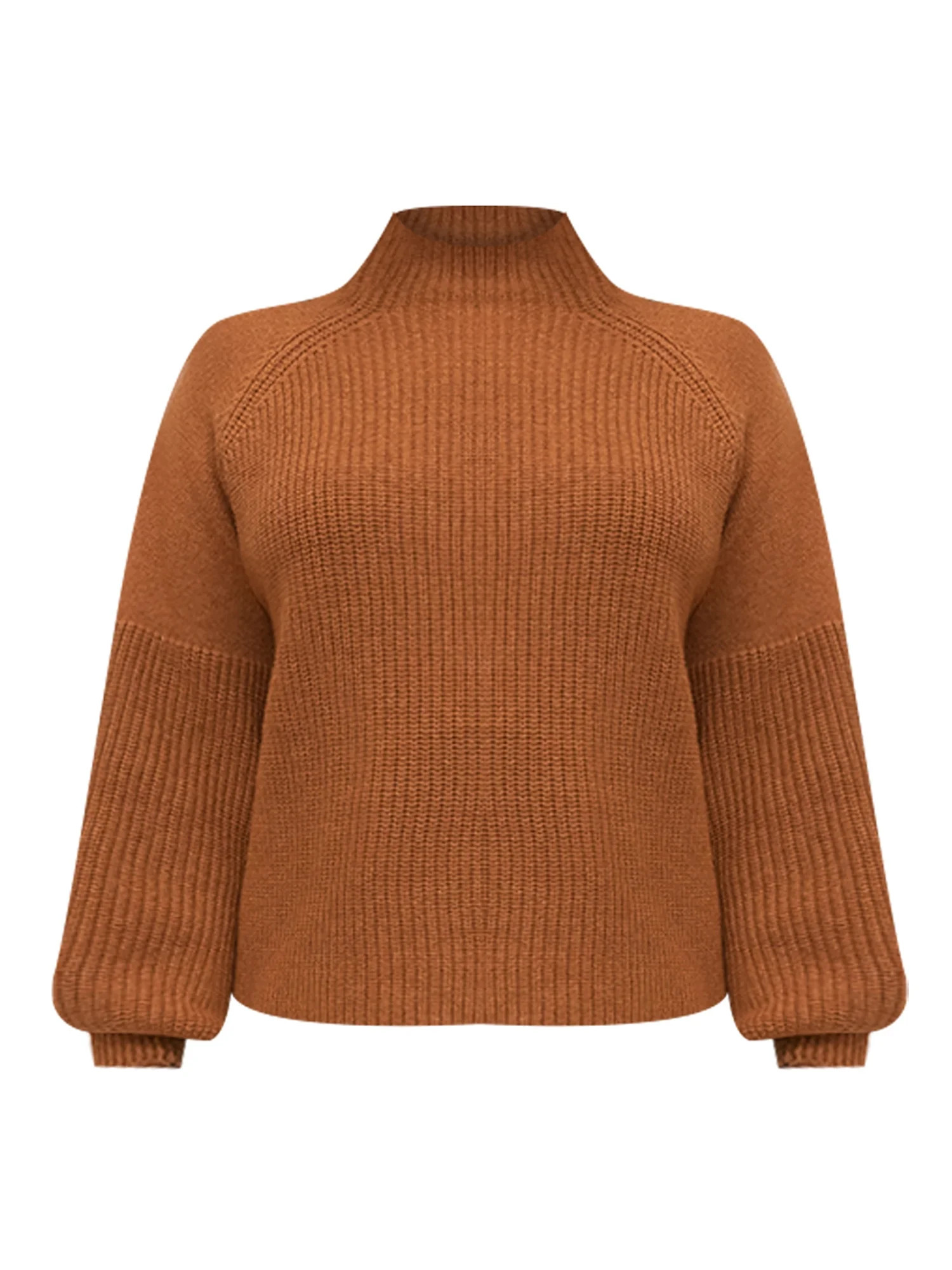 ELOQUII Elements Women's Plus Size Funnel Neck Sweater With Balloon Sleeve - Walmart.com | Walmart (US)