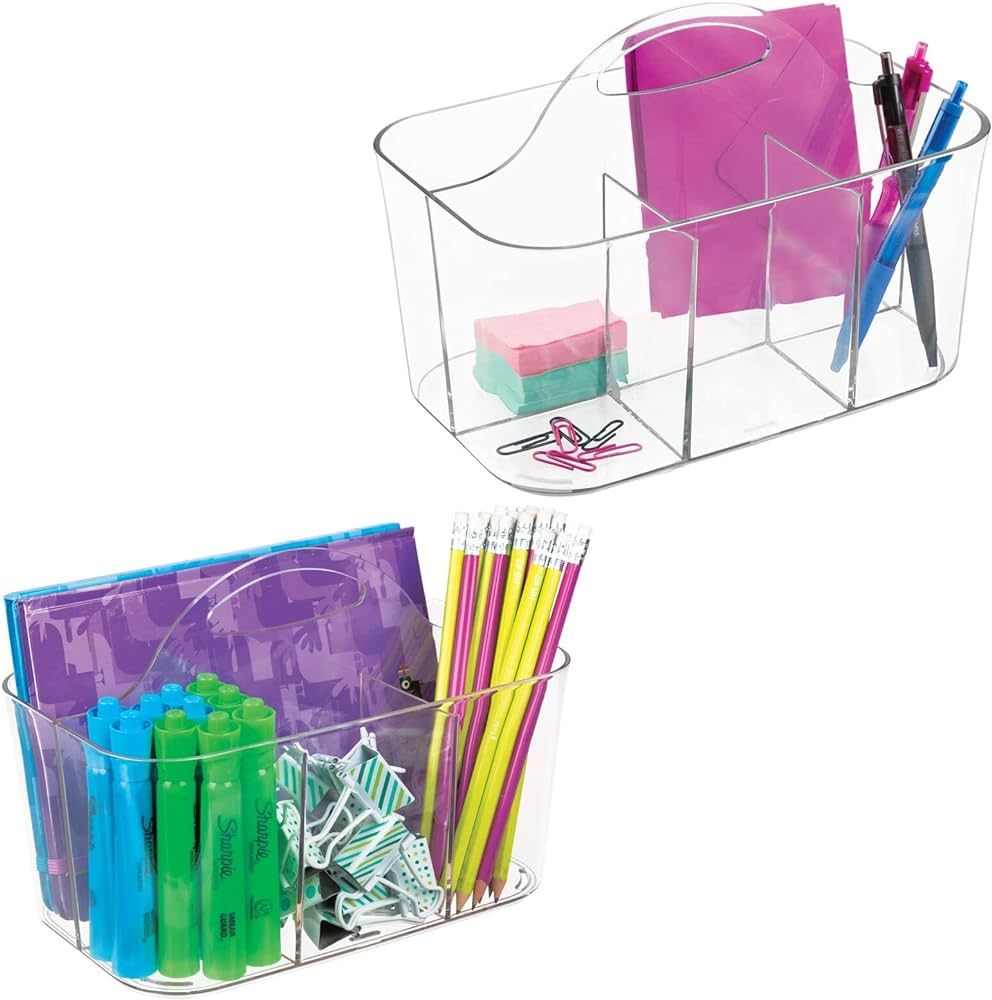 mDesign Plastic Small Office Storage Organizer Utility Tote Caddy with Handle for Cabinets, Desks... | Amazon (US)