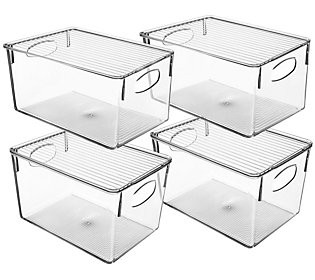 Sorbus 4 Pack Clear Storage Bin with Lid | QVC