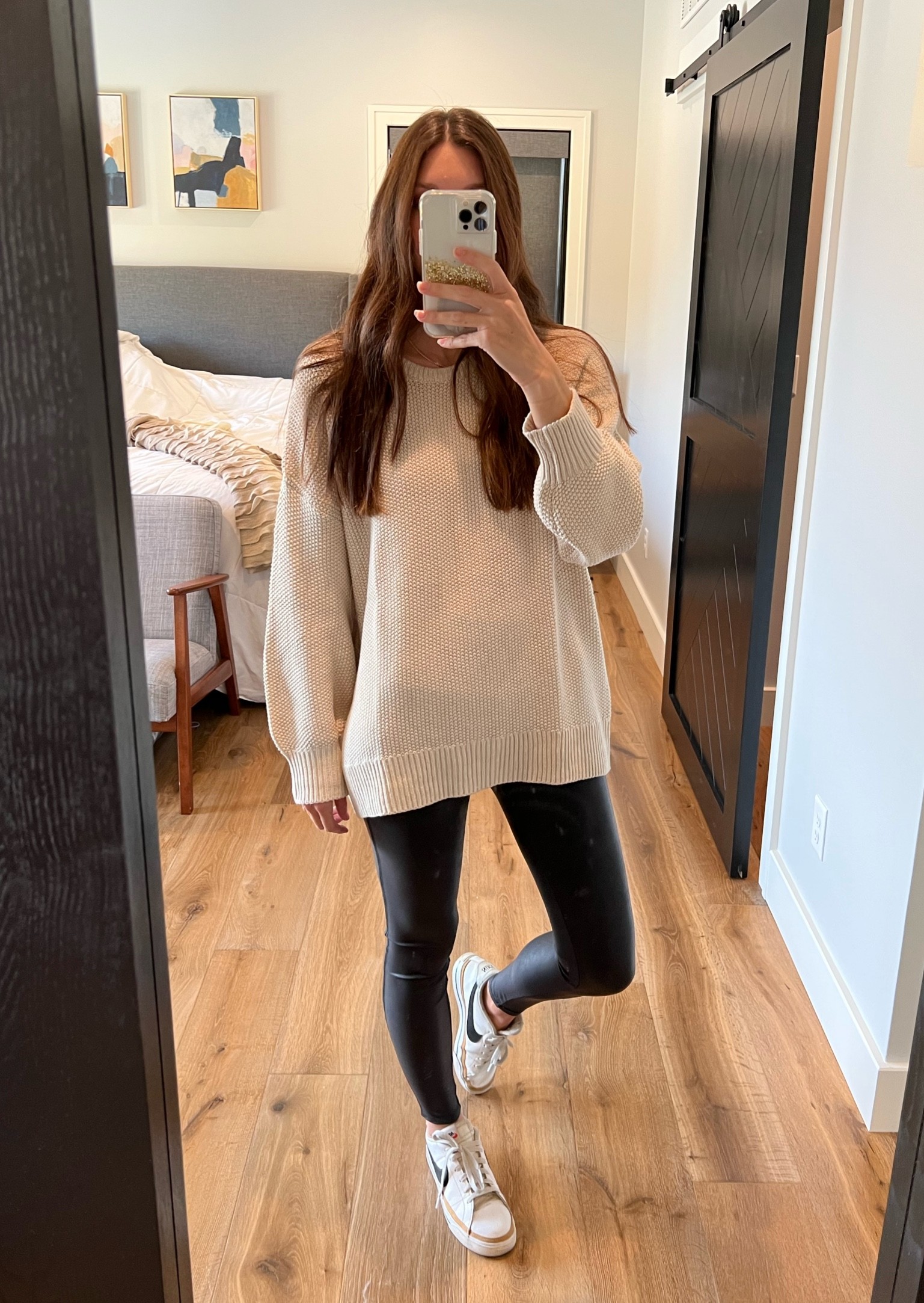 Old navy textured sweater, Walmart faux leather leggings. Multiple colors in sweater. Leggings come in black & brown. Size small in both. #oldnavy #walmart #fauxleather 

#LTKsalealert #LTKunder50 #LTKfit