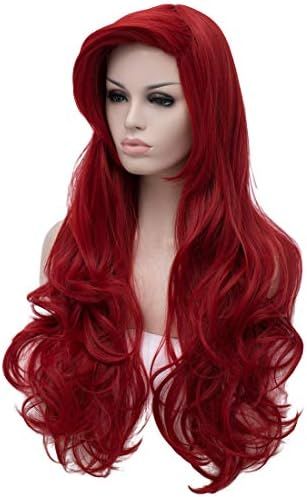 Curly Long Red Mermaid Wig Wavy Cosplay Daily Hair Heat Resistant Synthetic Fiber Wig for Hallowe... | Amazon (US)