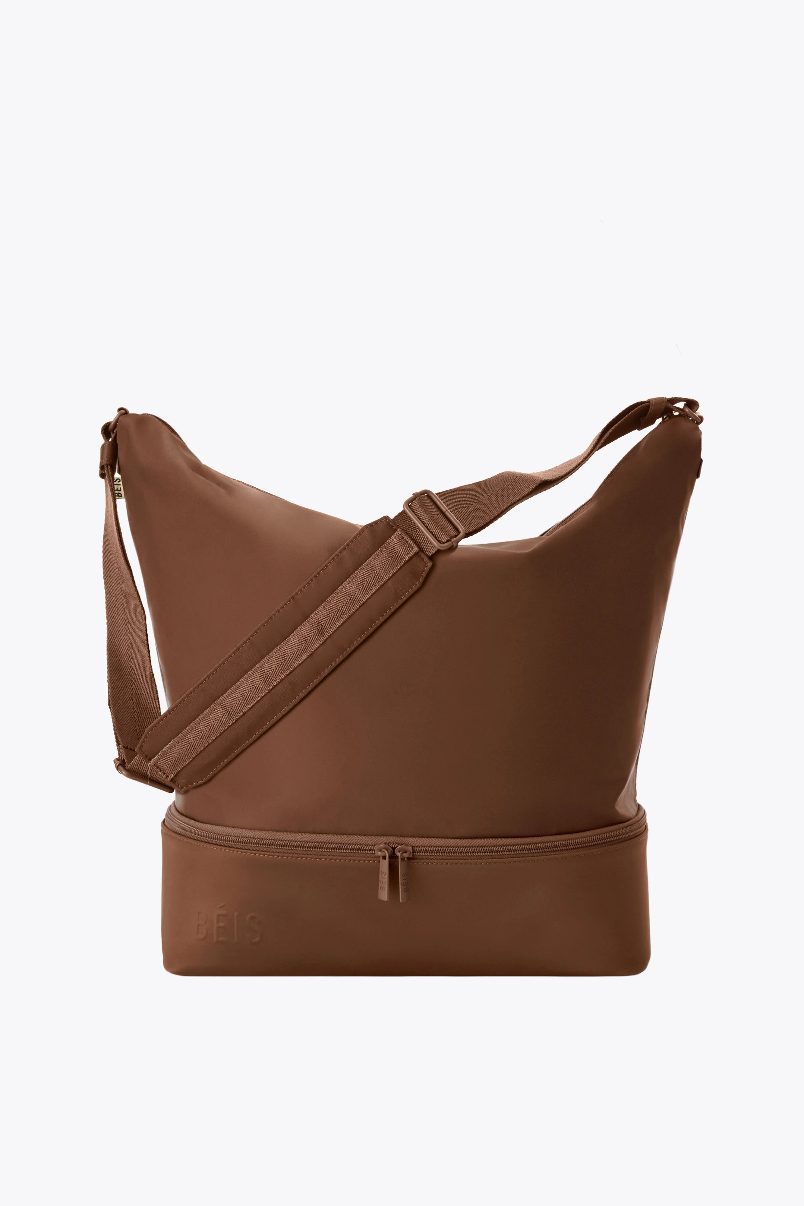 BÉIS 'Crescent Weekender' in Maple - Brown Crescent Weekender Tote Bag for Travel | BEIS