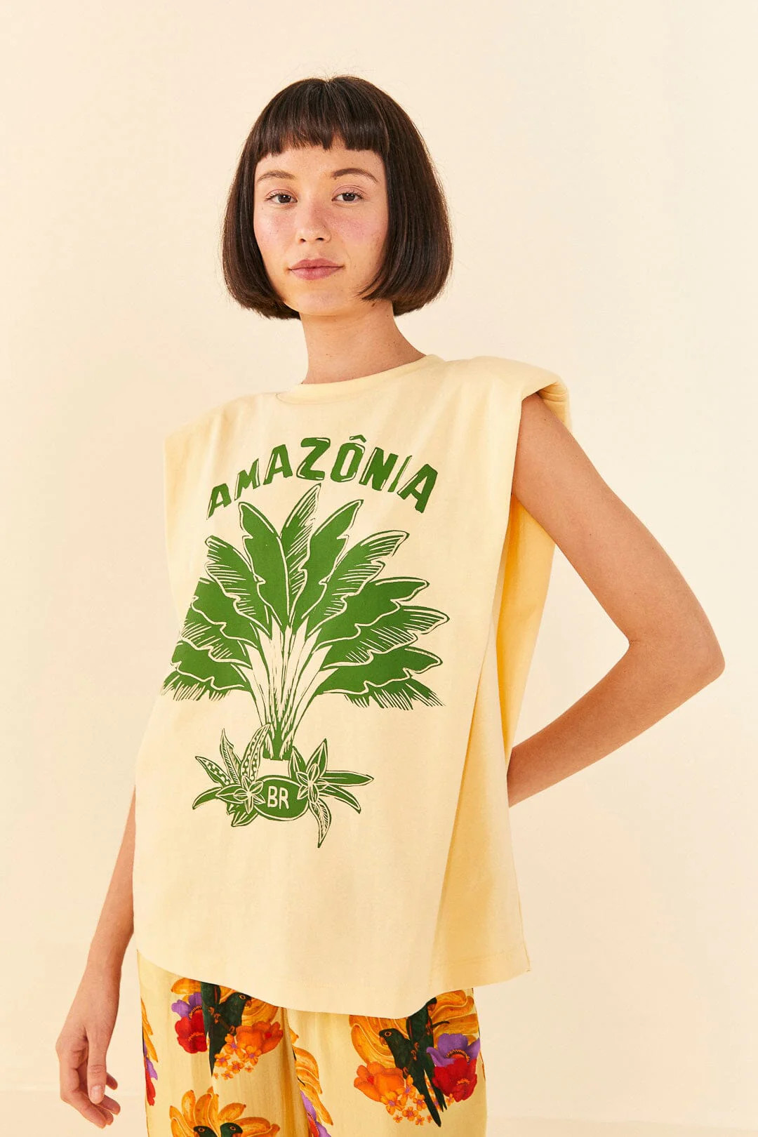 yellow amazonia organic cotton t-shirt | FarmRio (US)