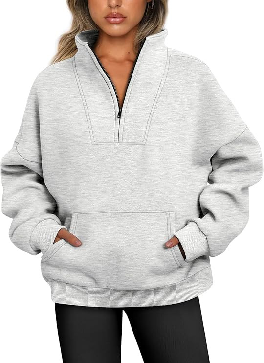Trendy Queen Womens Half Zip Pullover Sweatshirts Quarter Zip Oversized Hoodies Sweaters Fall Out... | Amazon (US)