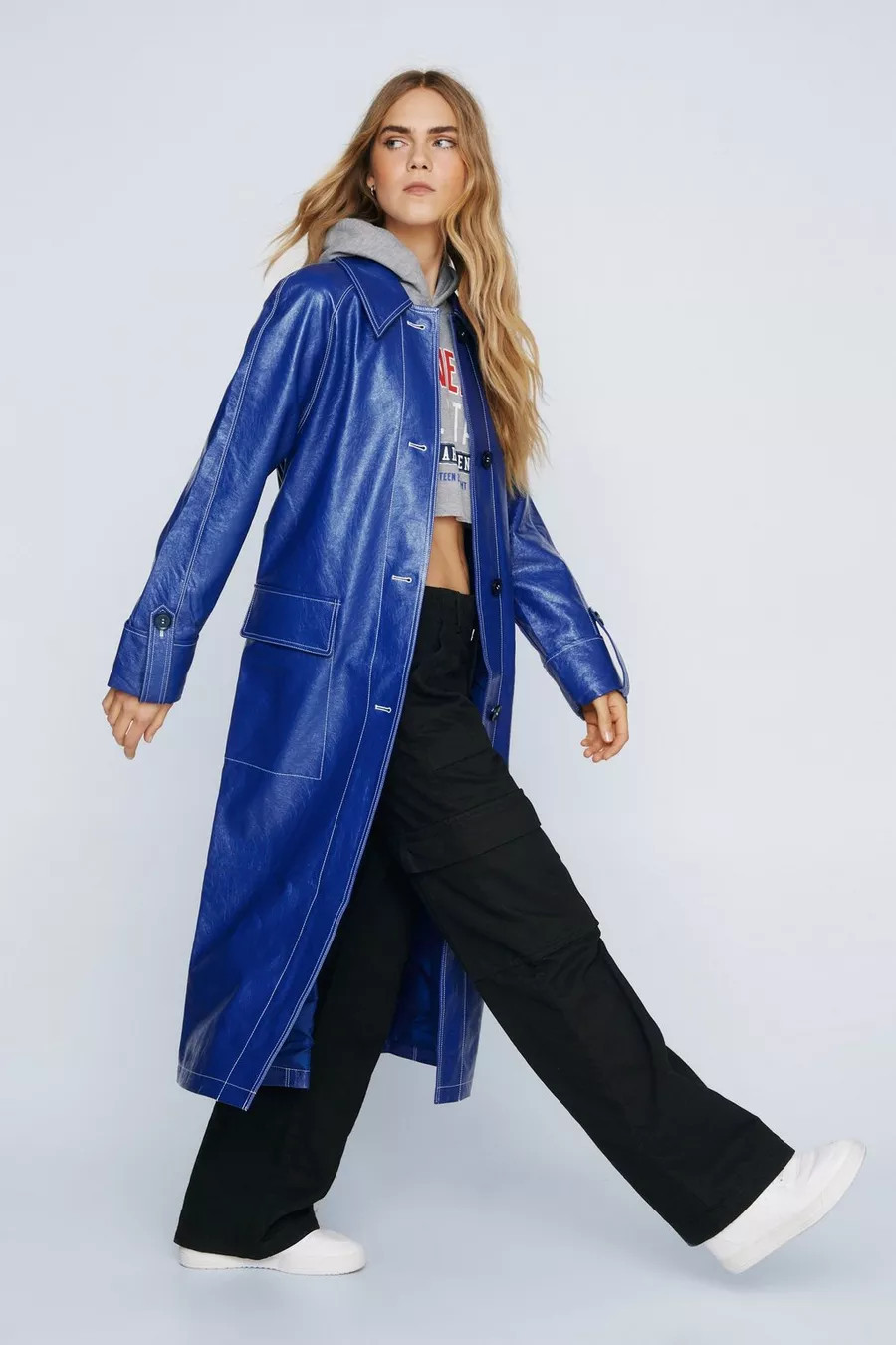Premium Contrast Stitch Vinyl Trench Coat | Nasty Gal (US)