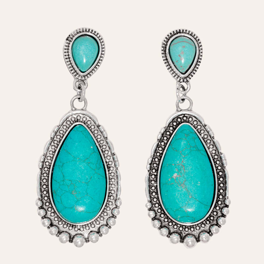 Southern Grace Silver & Turquoise Teardrop Dangle Earrings | Cavender's