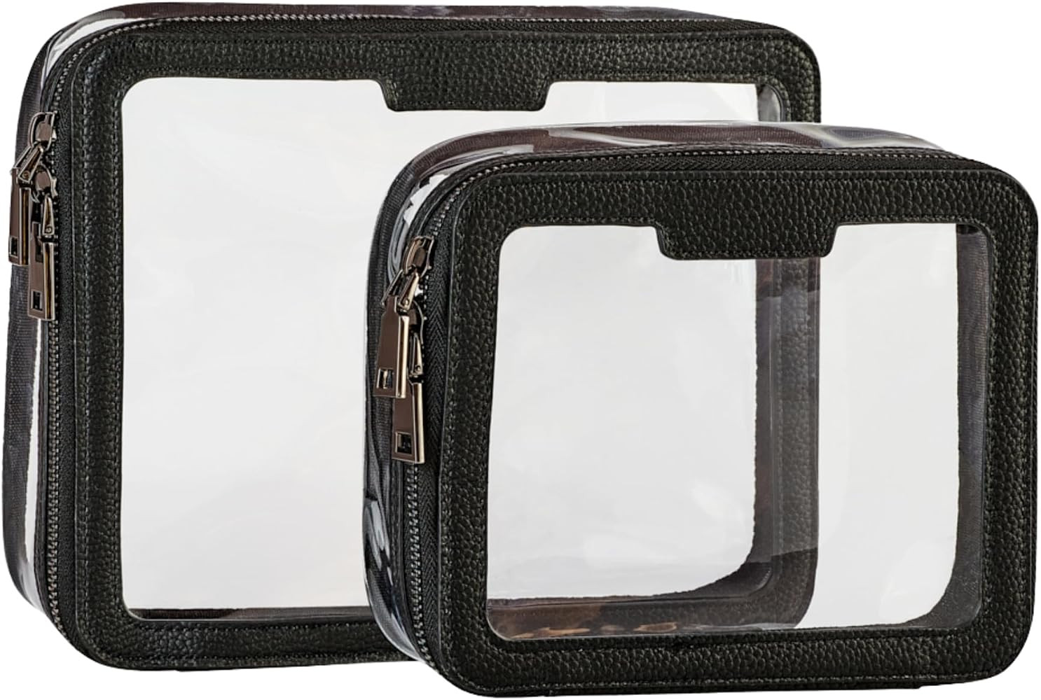 Duo Waterproof Toiletry Travel Set - Clear PVC Zippered Cosmetic Organizer and Makeup Case, 2 Pac... | Amazon (UK)