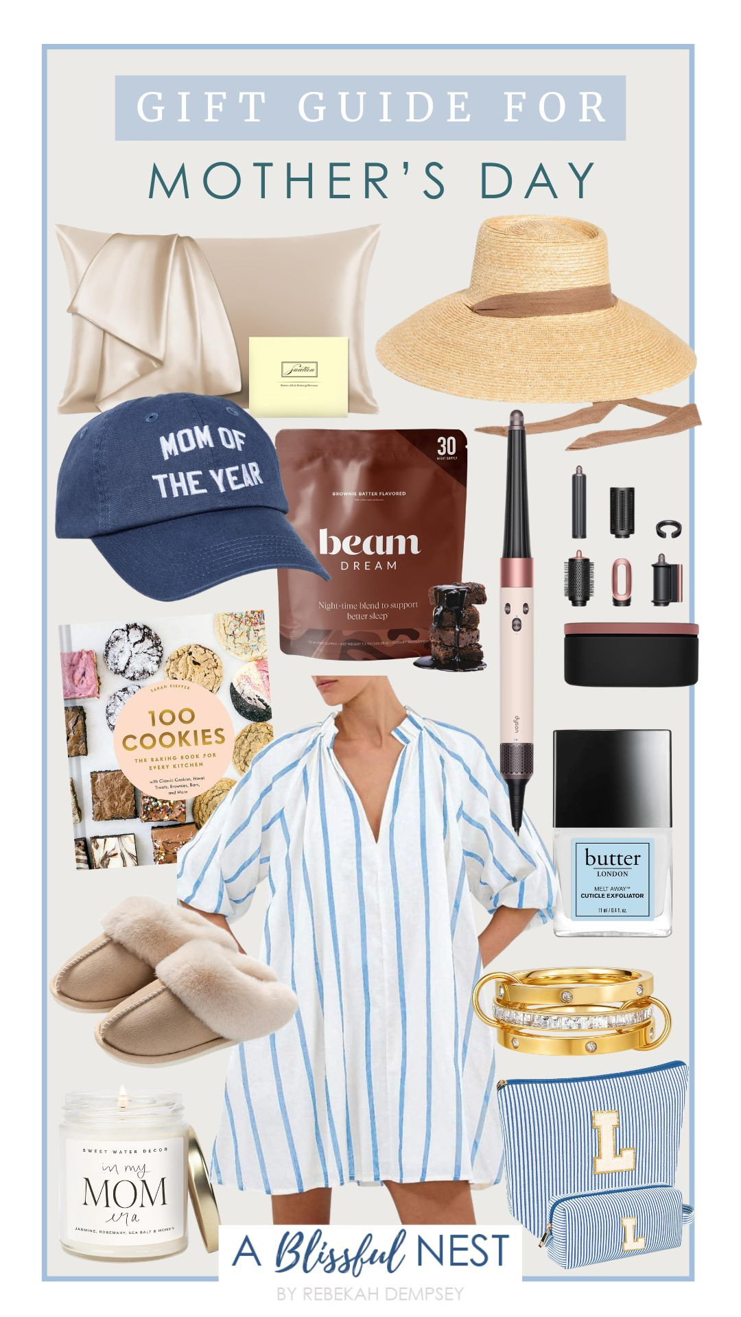 These Mother’s Day gifts are thoughtful, useful, and easy to grab. Shop here.

Dyson Airwrap, mom of the year baseball hat, gold plated pendant necklace, fluffy fur slippers, baking book, mulberry silk pillowcase, in my mom era scented candle, gold stackable rings, initial makeup bags, half puff sleeve cotton linen dress, beam dream sleep powder, straw sun hat. 

 #LTKmomlife #LTKselfcare #LTKBeauty