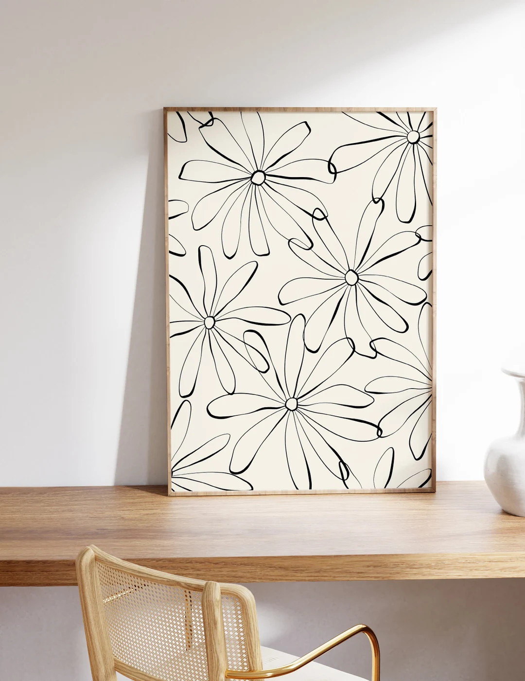 Flower Line Art, Minimal Wall Art, Neutral Flower Printable, Botanical Art, Neutral Nursery Wall ... | Etsy (US)