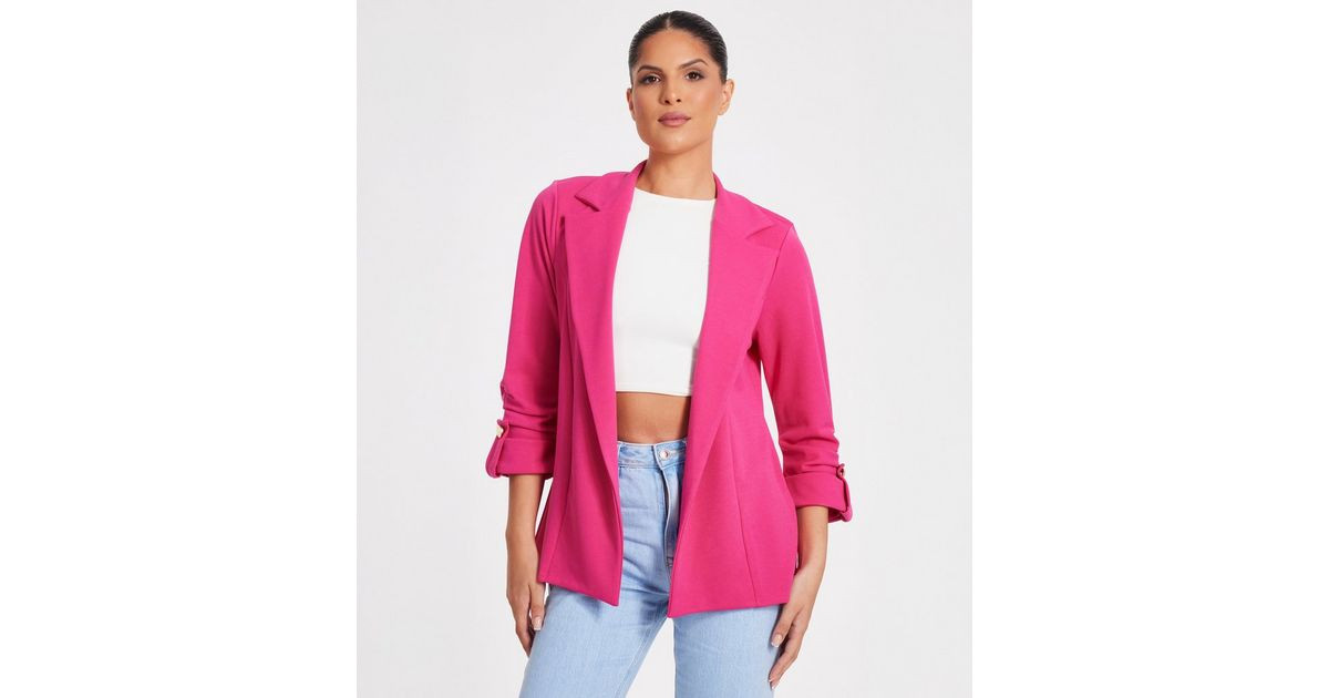 QUIZ Pink Ruched Blazer | New Look | New Look (UK)