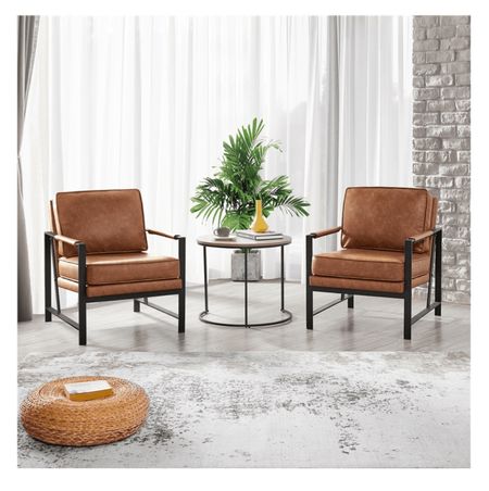 Yaheetech Set of 2 Upholstered Faux Leather Accent Chair, Light Brown

#LTKhome #LTKSeasonal #LTKstyletip