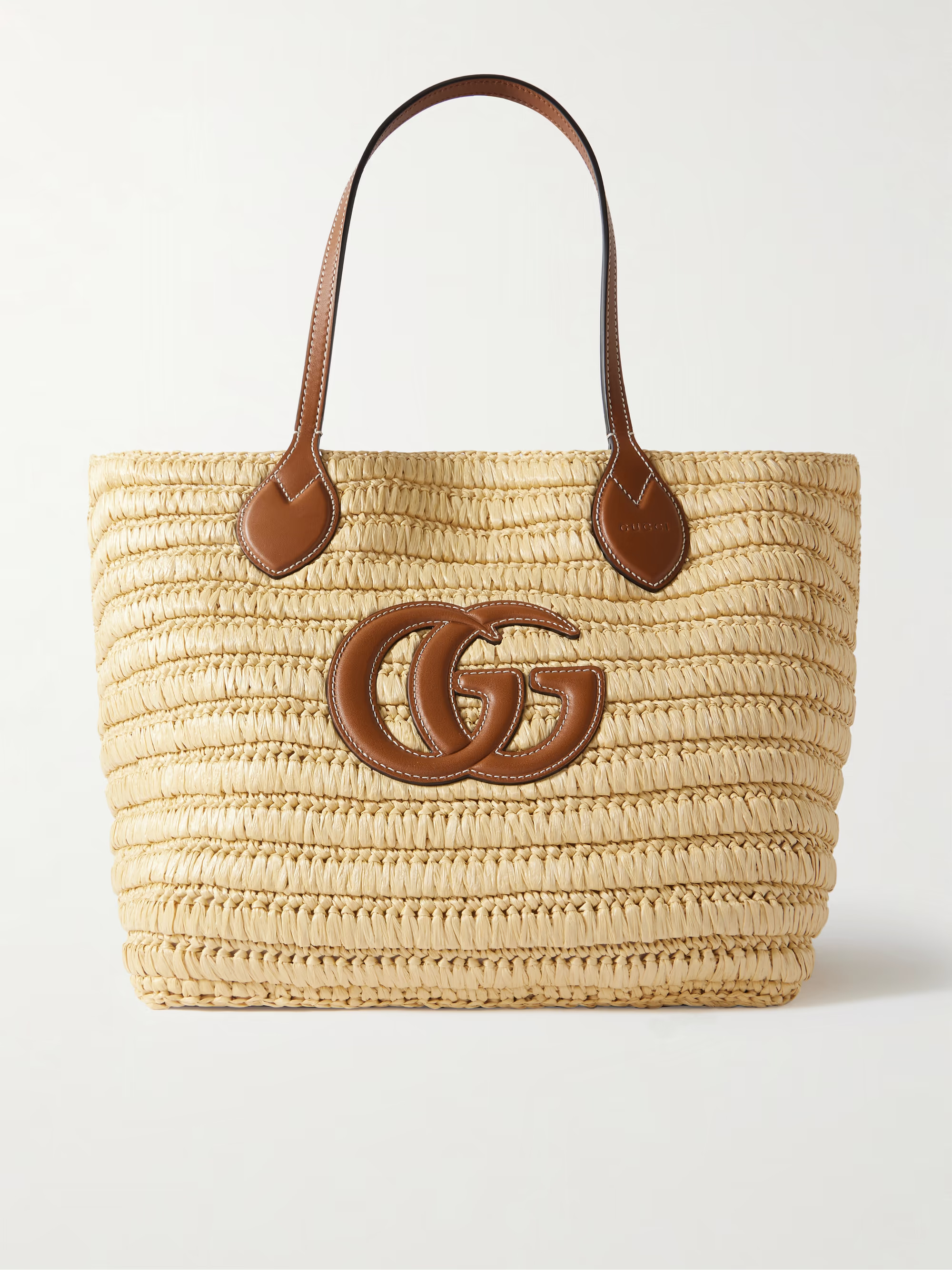Leather-trimmed raffia tote | NET-A-PORTER (US)