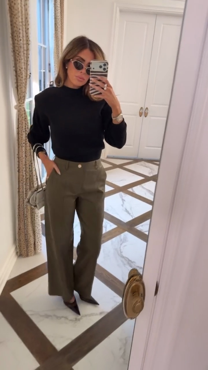 I’ve been wearing this sweater on repeat! Has good shoulder pads and soft material. Wearing a size small in both the sweater and pants! 

Zara fashion, Zara finds, Fall fashion hauls, Fall outfits women, Business casual workwear, Date night outfits, Fall sweaters, Faux leather pants, Gemme Beauty, Emily Gemma
