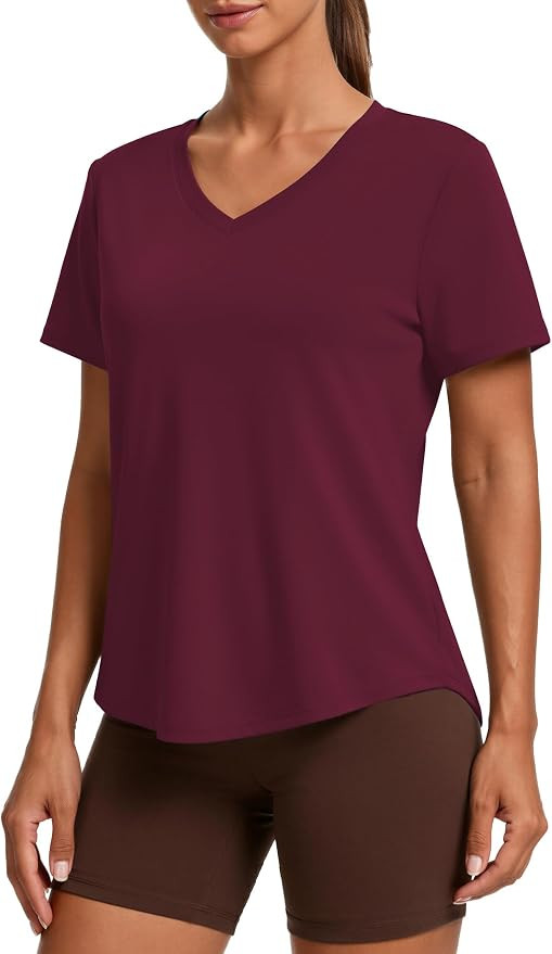 PINSPARK V Neck Workout Tops for Women Short Sleeve Quick Dry Shirts | UPF 50+,Moisture-wicking,L... | Amazon (US)