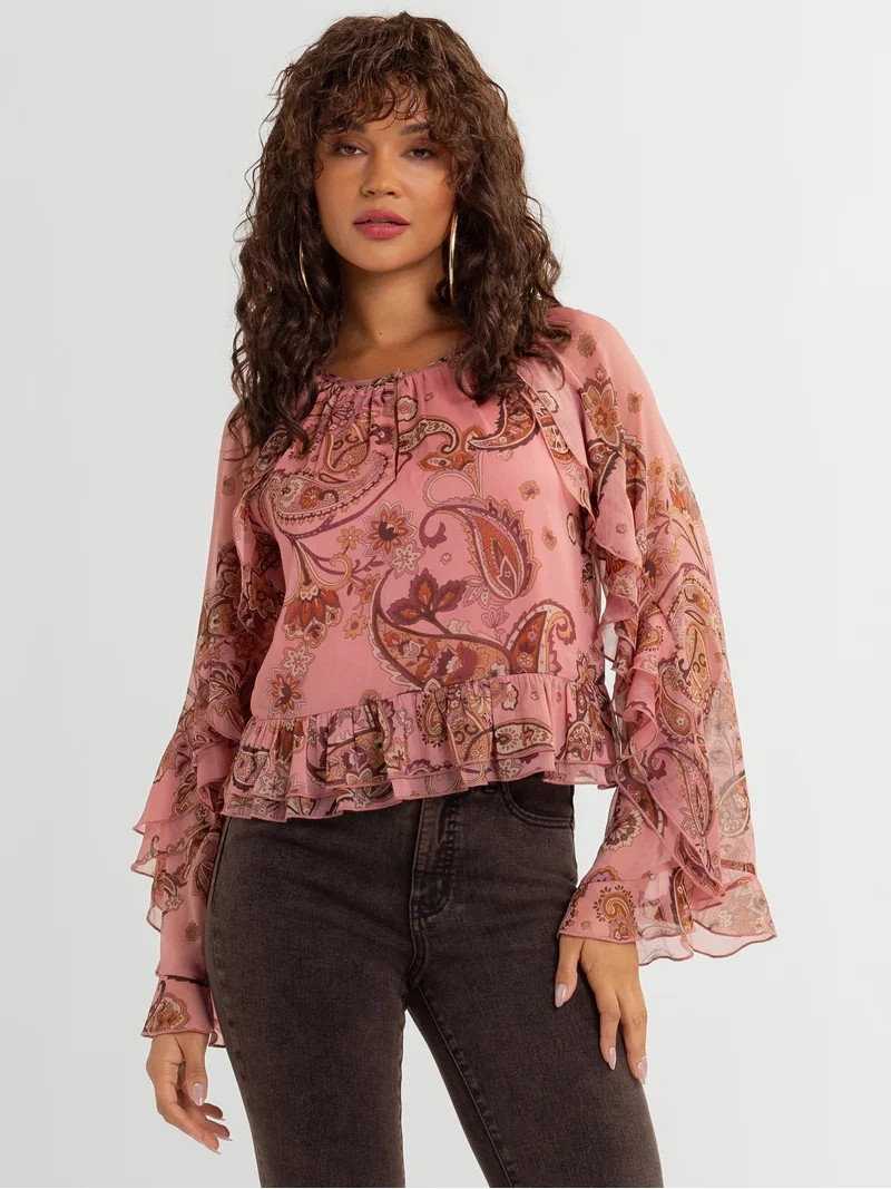 Jessica Simpson Women's Ella Ruffle Top, Sizes XS-XL | Walmart (US)
