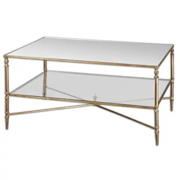 Uttermost Henzler Gold Leaf Mirrored Glass Coffee Table | Bed Bath & Beyond
