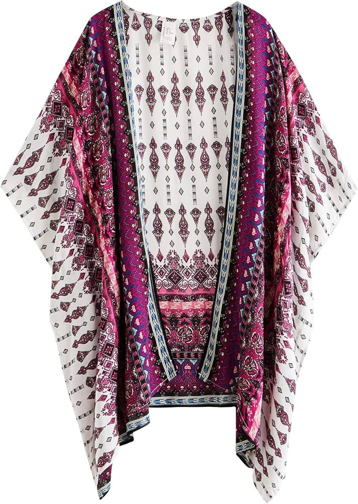 SweatyRocks Women Kimono Vintage Floral Beach Cover Up | Amazon (US)