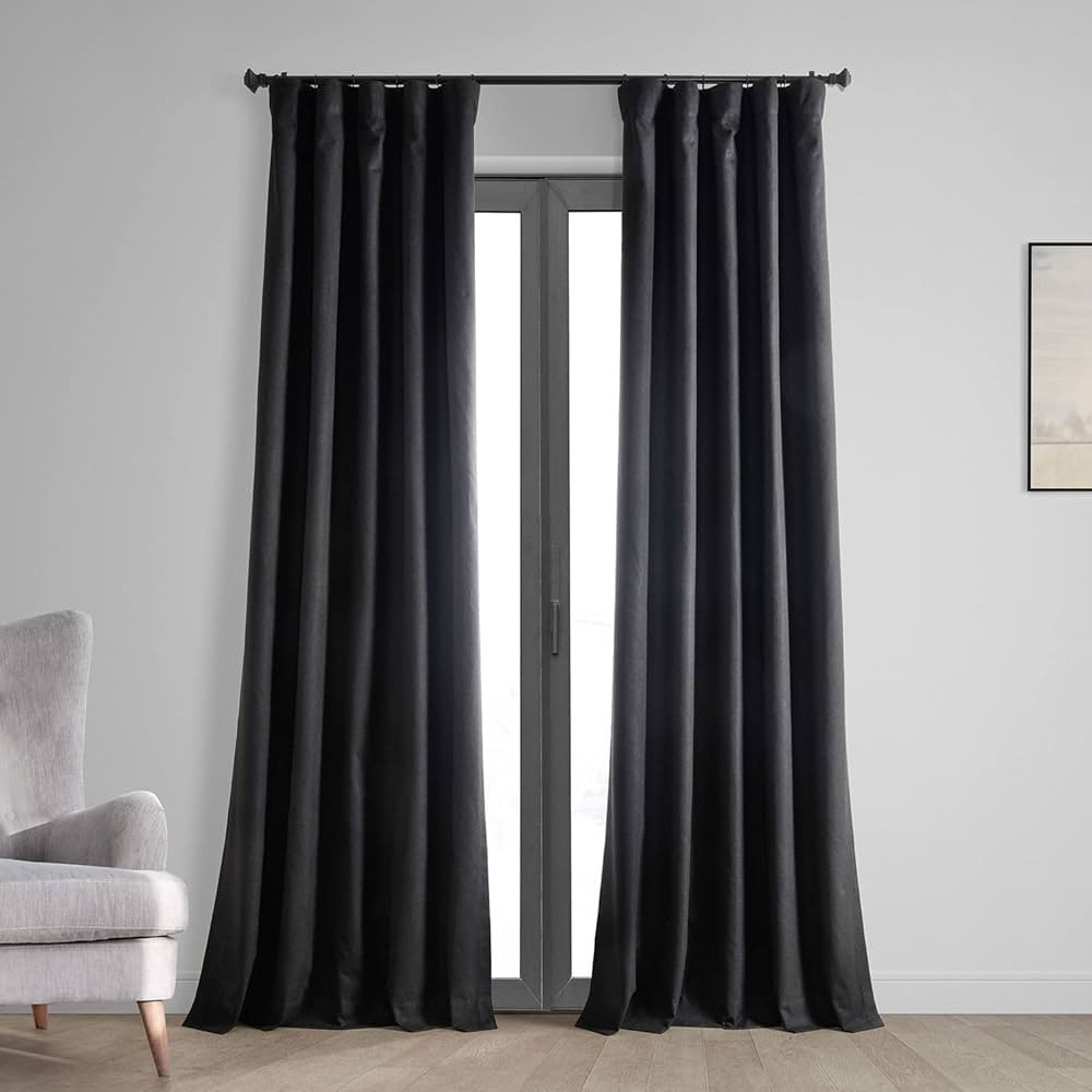 HPD Half Price Drapes Vintage Blackout Curtains for Bedroom - 108 Inches Long Thermal Cross Linen... | Amazon (US)