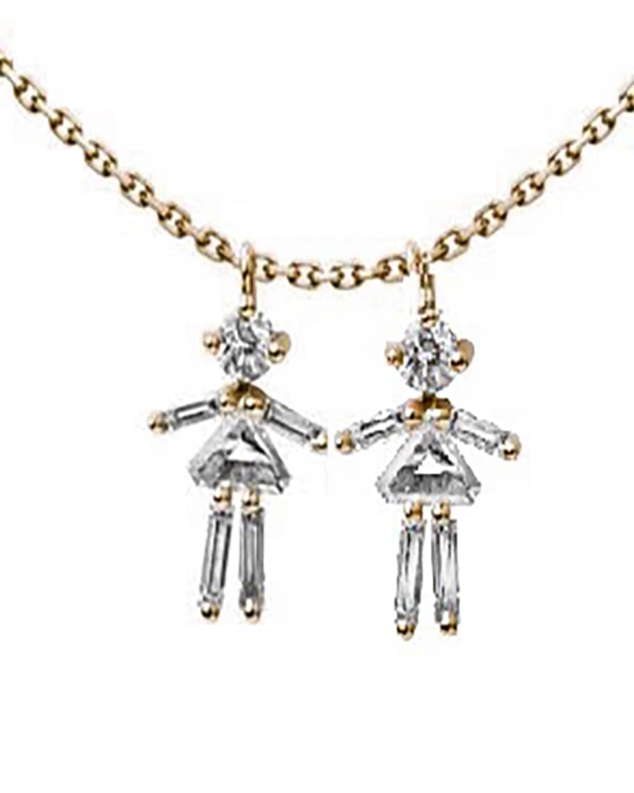 LITTLE ONES PARIS Two Girls Diamond Necklace | Neiman Marcus