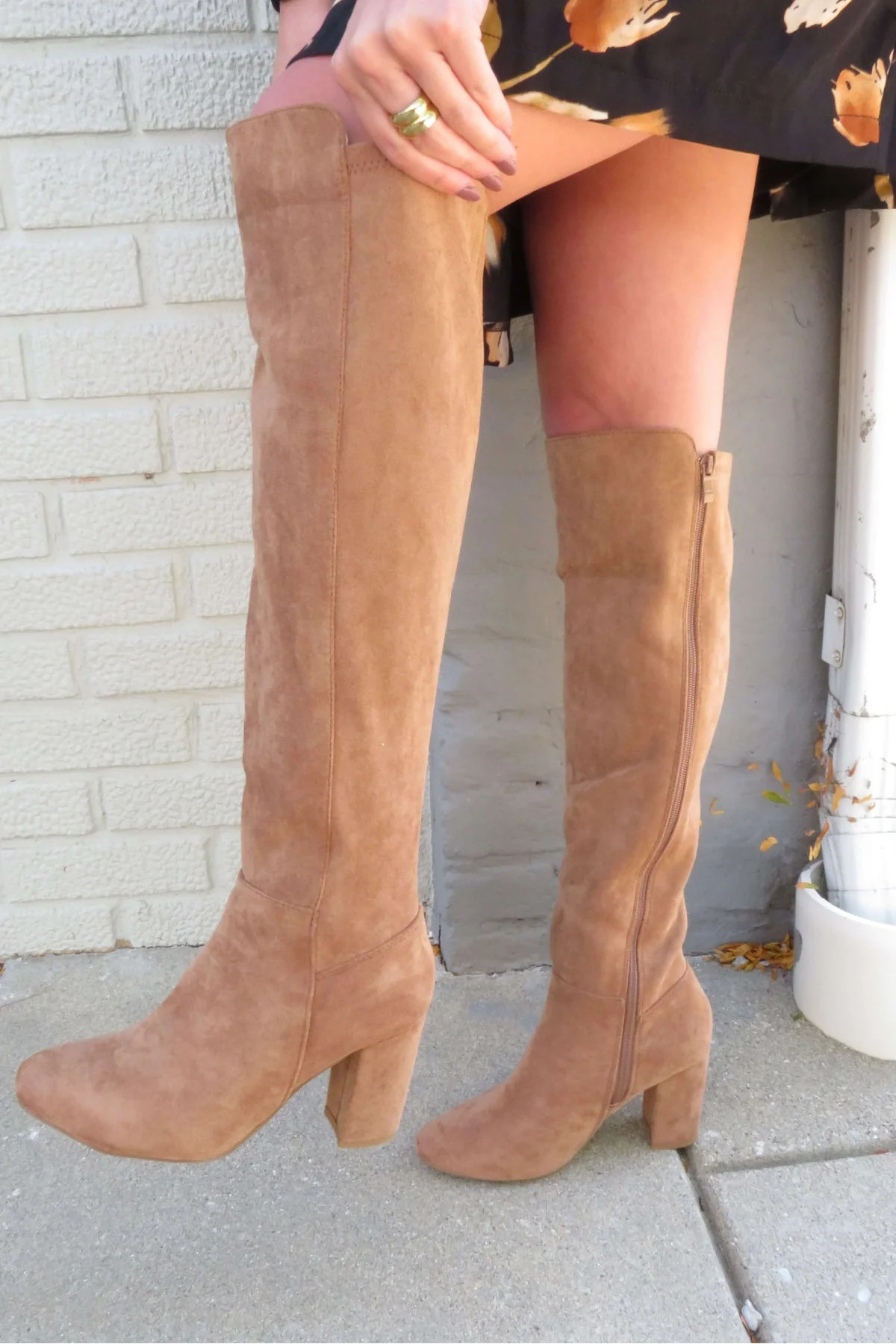 Whisky Camel Suede Heeled Knee High Boots | Magnolia Boutique
