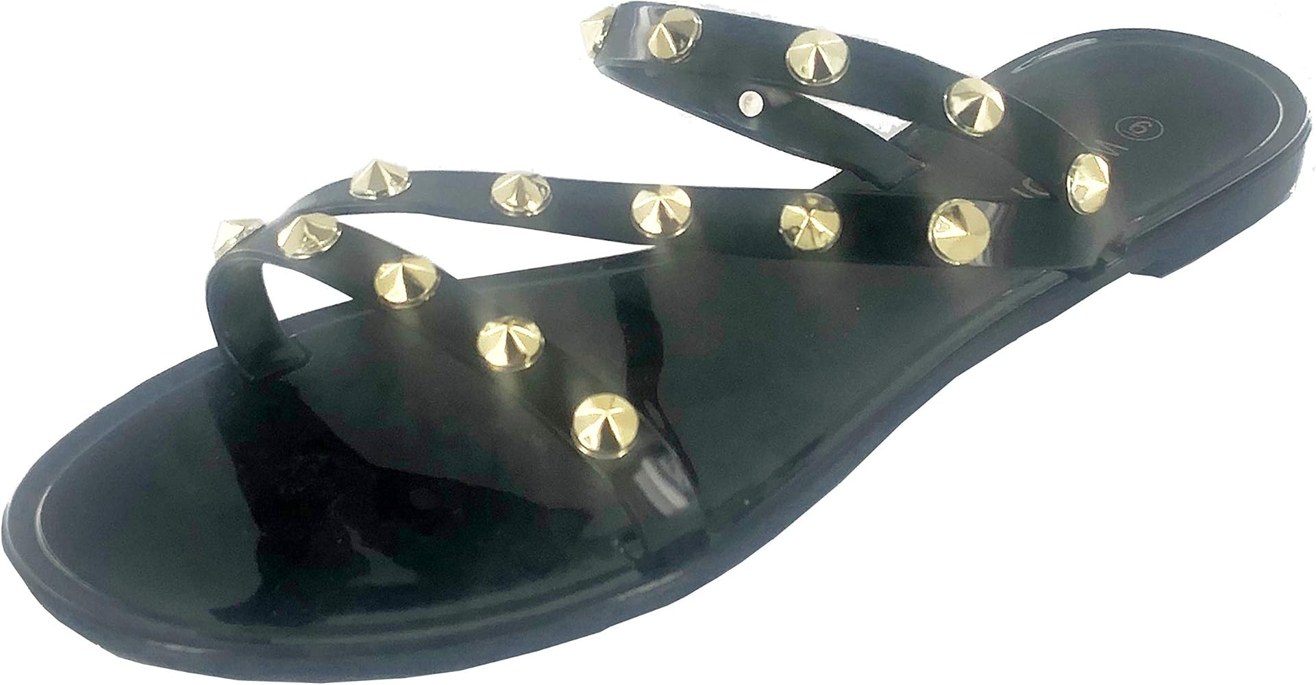 Wild Diva Womens Jelly flip Flop Rhinestone Slippers Sandals | Amazon (US)