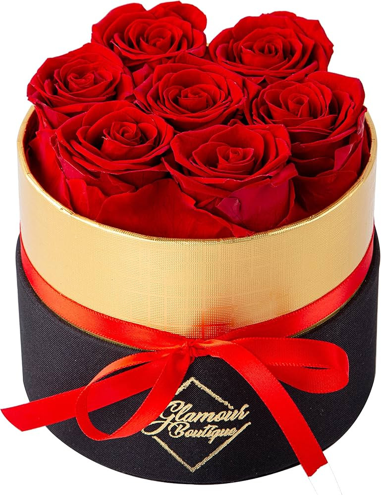 GLAMOUR BOUTIQUE Eternal Preserved Roses in a Box, Flowers Forever, Rose Forever in a Box for Wif... | Amazon (US)