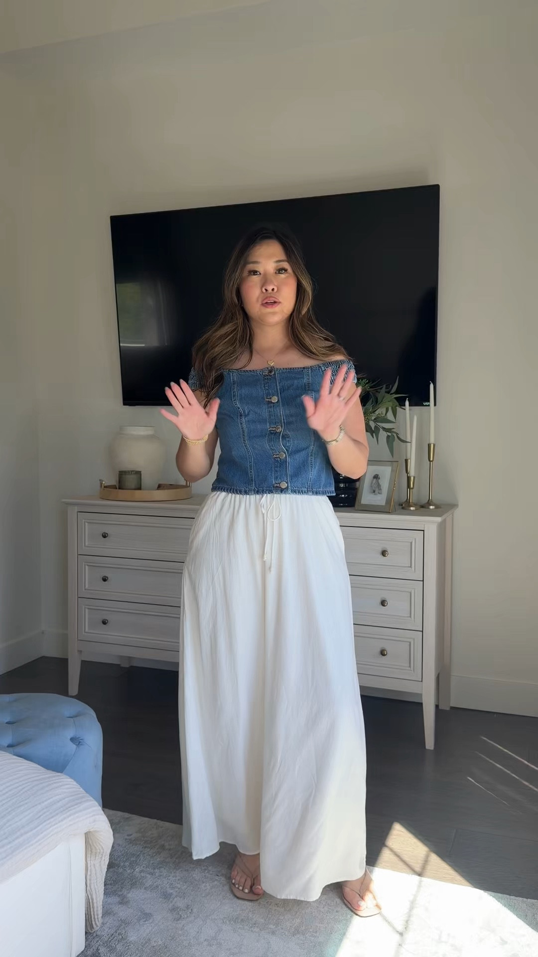 Target Spring/Summer New Arrivals on a pear shaped mid sized body 
@Target #ad
Denim Top: Small
White Skirt: Small

#LTKootd #LTKOver40
