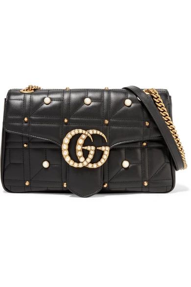 Gucci - Gg Marmont 2.0 Medium Embellished Quilted Leather Shoulder Bag - Black | NET-A-PORTER (US)