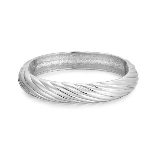 Badu chunky silver bangles bracelets for women twist thick wide silver cuff bracelet statement fashion jewelry | Amazon (US)