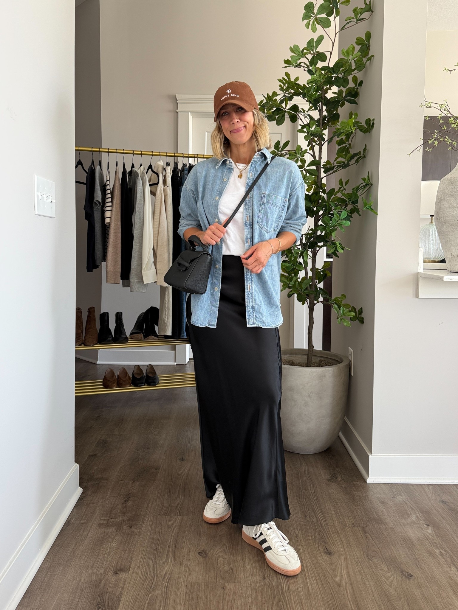 Wearing small silk skirt, small tee, XS denim shirt, sneakers tts

#LTKFindsUnder100 #LTKOver40 #LTKStyleTip