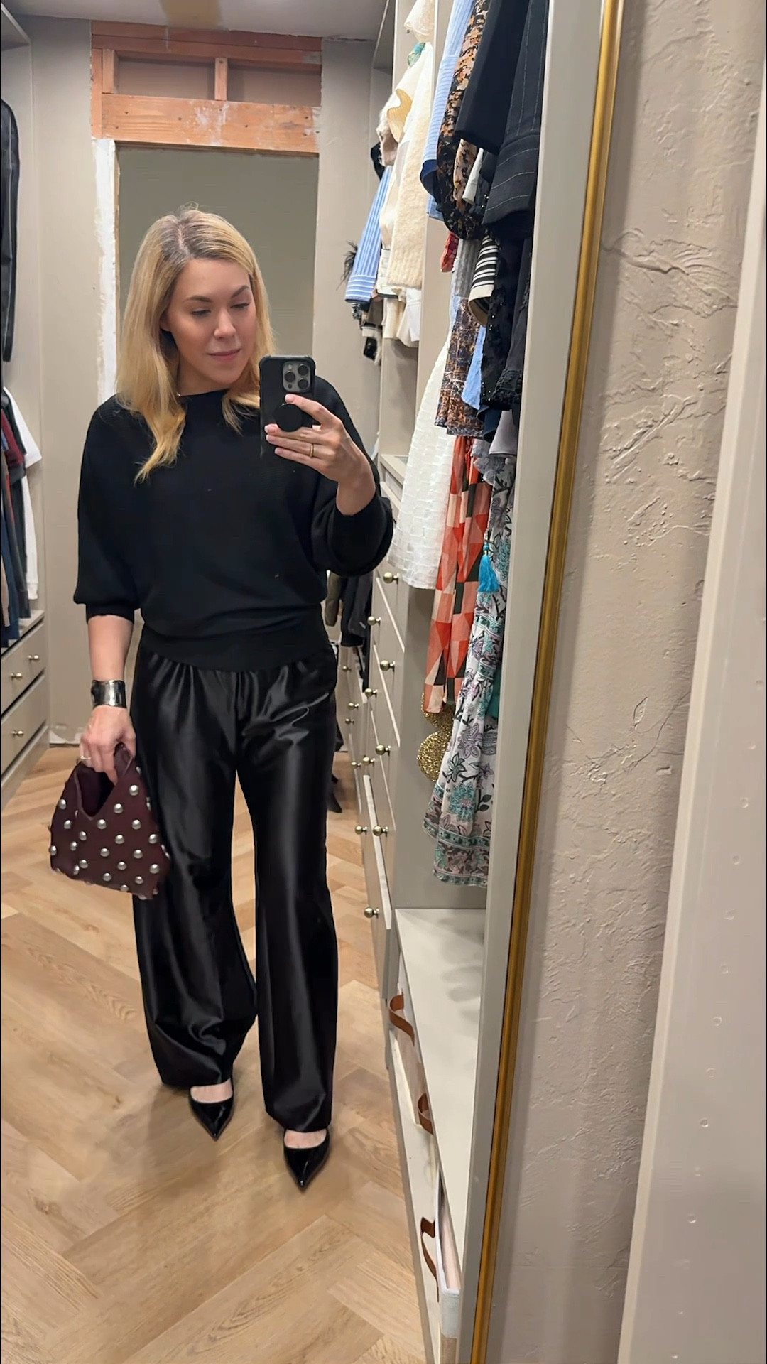 Party outfit 
ALC bag
Studded bag
Satin pants 

#LTKHoliday #LTKFindsUnder50 #LTKgrwm
