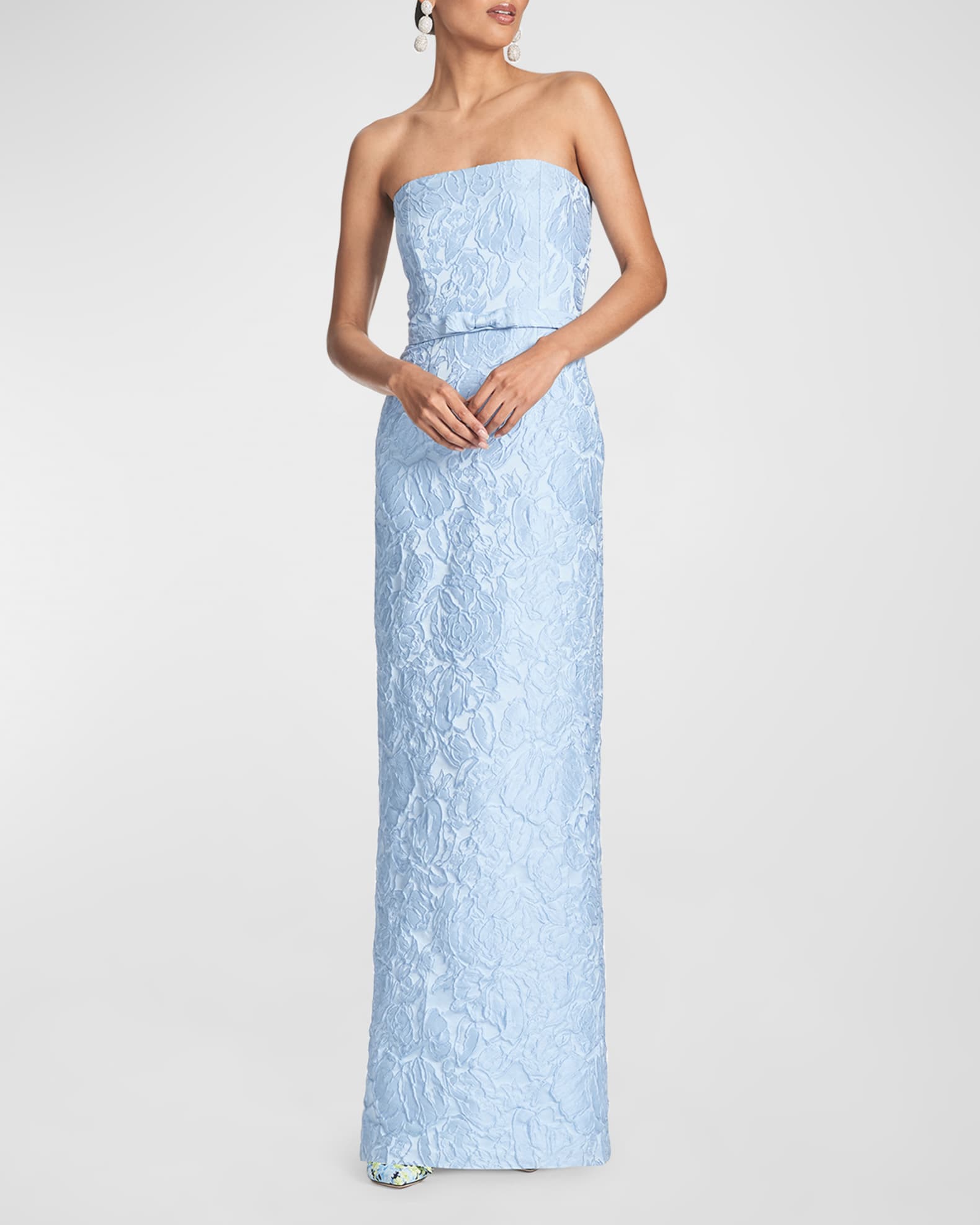 Strapless Floral Jacquard Column Gown | Neiman Marcus