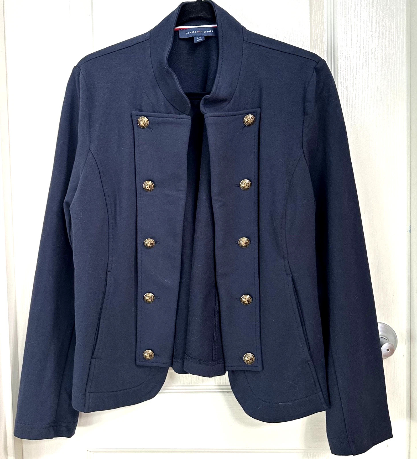 NWT  Tommy Hilfiger Military Band Style Jacket Open Front Buttons Blue Size L | eBay US