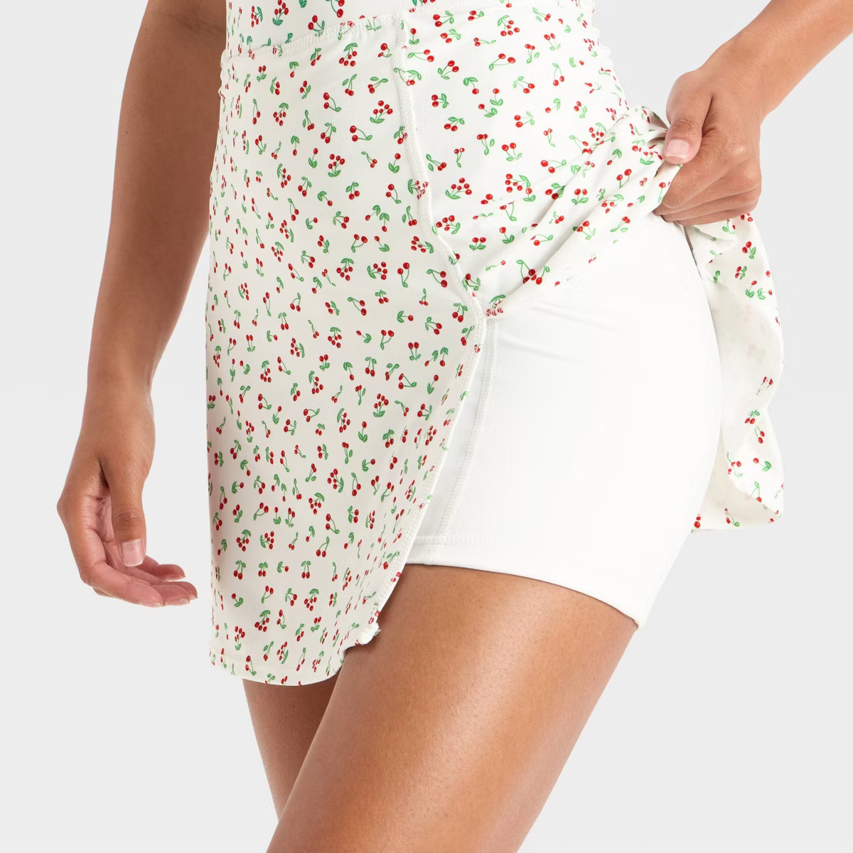 Women's Knit Square Neck Slit Active Dress - JoyLab™ Cherry Print XXL | Target