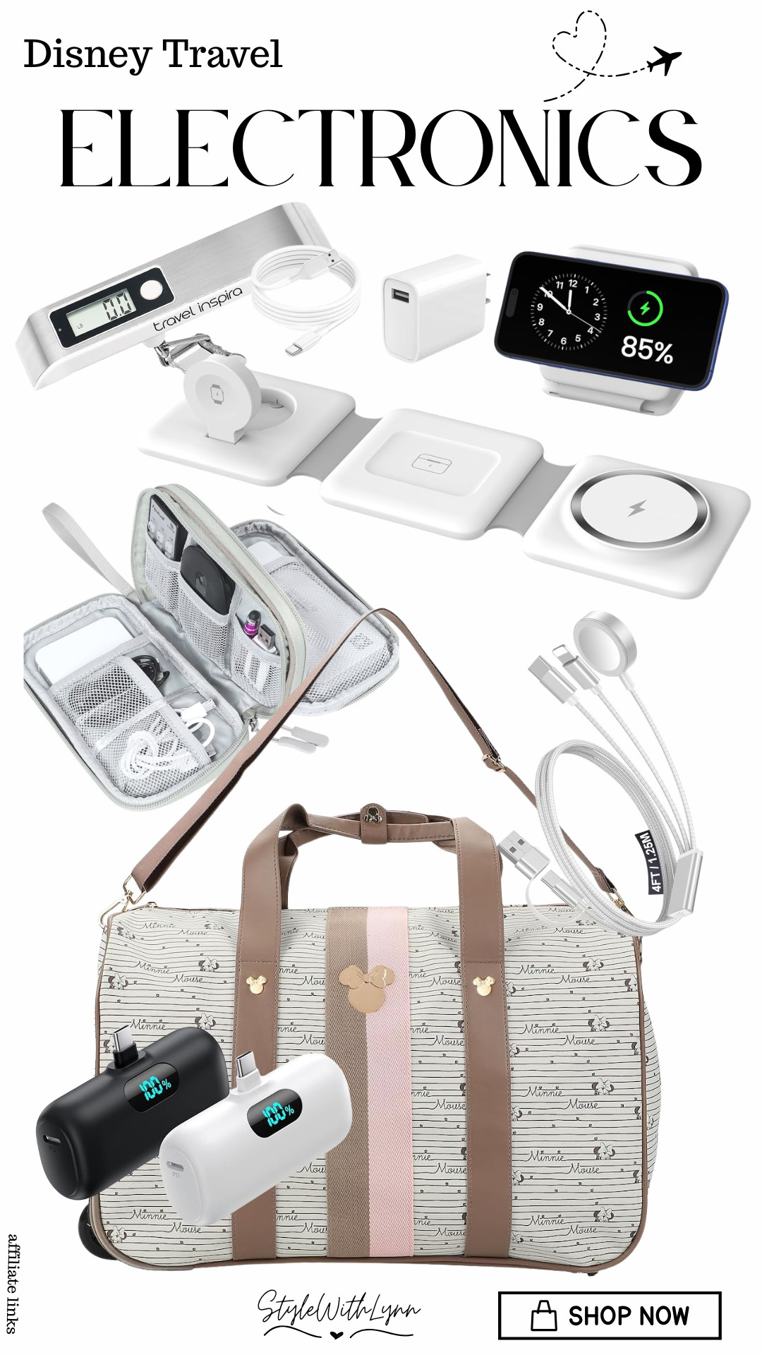 If you’re headed to Disney, these are the electronics I NEVER travel without, portable charger (with built-in cords 🙌), multi-device charging station for the resort, travel cable organizer, and a compact power bank that fits right in my park bag. Because a dead phone in Disney? Absolutely not. 

Everything is lightweight, packable, and park-day approved so you can stay charged for the My Disney Experience app, castle pics, and fireworks videos. 🏰


#disneytravel #disneyworldtips #disneyessentials #travelmusthaves #disneypackinglist #airportstyle #momtravel #parkbagessentials #portablecharger #disneyworldoutfits 

 #LTKTravel