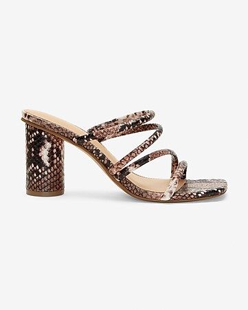 Snakeskin Textured Strappy Heeled Sandals | Express