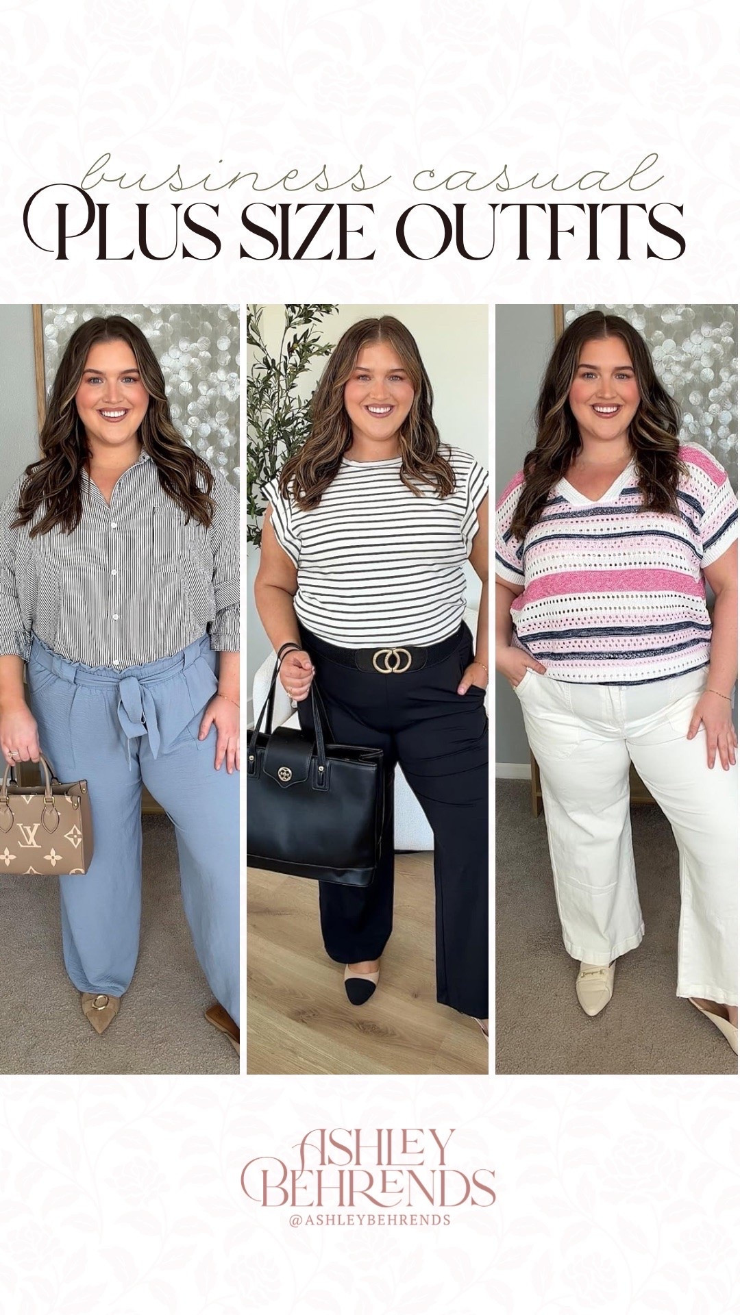 Calling all my plus size babes who work in an office 💼, Amazon has some gorgeous business casual pieces for the summer. These looks prove that workwear doesn’t have to be boring, and you can still show your style. These paper bag waist dusty blue pants are so comfortable and such a pretty color for summer. I love this striped cap sleeve striped top with black pants and neutral flats for a classic look that goes from the office to dinner and these white pants are not see through and look so pretty with this colorful summer knit top. 
Business casual outfit inspo, summer outfit inspo

#LTKPlusSize #LTKSeasonal #LTKWorkwear