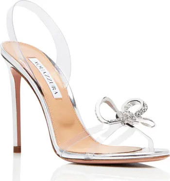 Aquazzura Babe Crystal Bow Transparent Slingback Sandal | Nordstrom | Nordstrom
