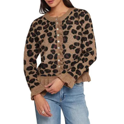 Petal & Pup Asha Leopard Print Cardigan in Brown Leopard at Nordstrom, Size Small | Nordstrom
