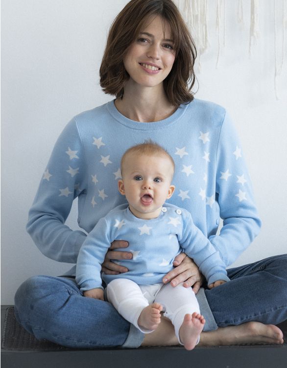 Mama & Mini Matching Set of Blue Star Knitted Jumpers | Seraphine US