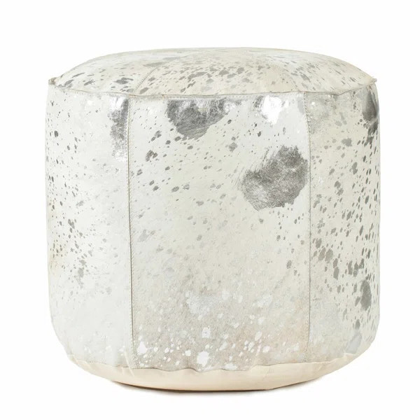 Nevaeh 20" Wide Genuine Leather Round Pouf Ottoman | Wayfair North America