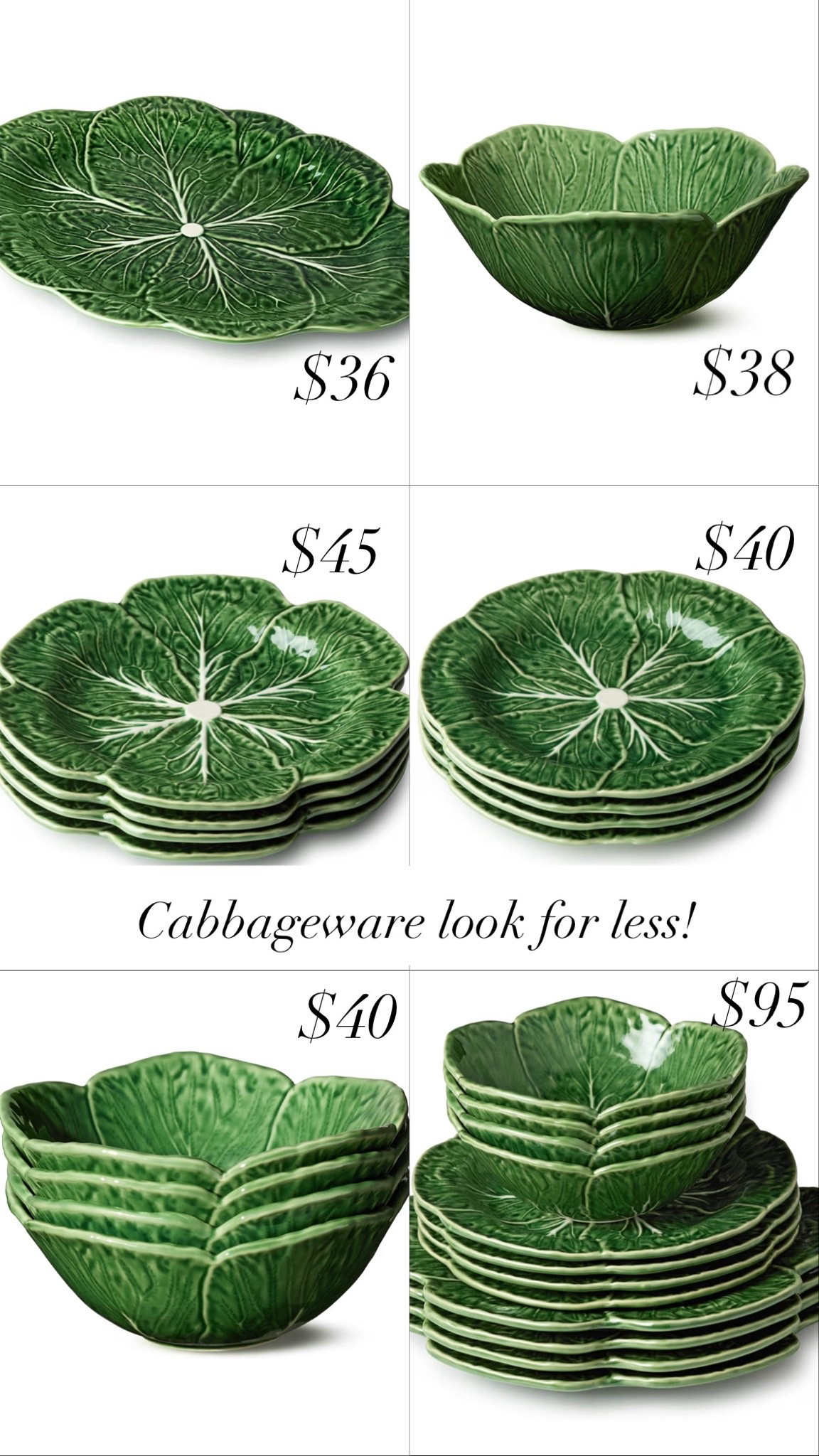 These look so much like the real deal and are priced so well!! 💚
Dinner plates, salad plates, and bowls in sets of 4. Or a 12 piece for 4 of each, plus some serving pieces! The perfect touch to any dining room!

#LTKHome