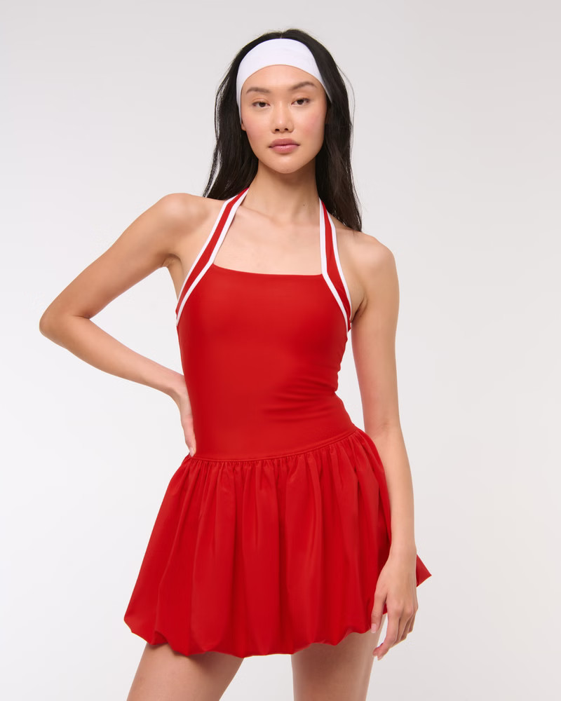 YPB motionTEK Halter Bubble Hem Mini Dress | Abercrombie & Fitch (US)