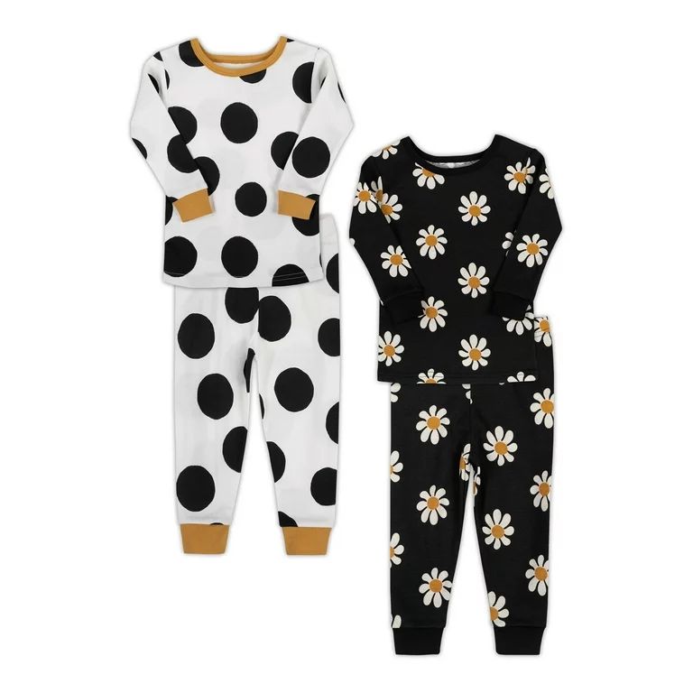 Little Star Organic Baby & Toddler Girl 4 Pc Long Sleeve & Long Pant Pajamas, Size 9 Months - 5T | Walmart (US)