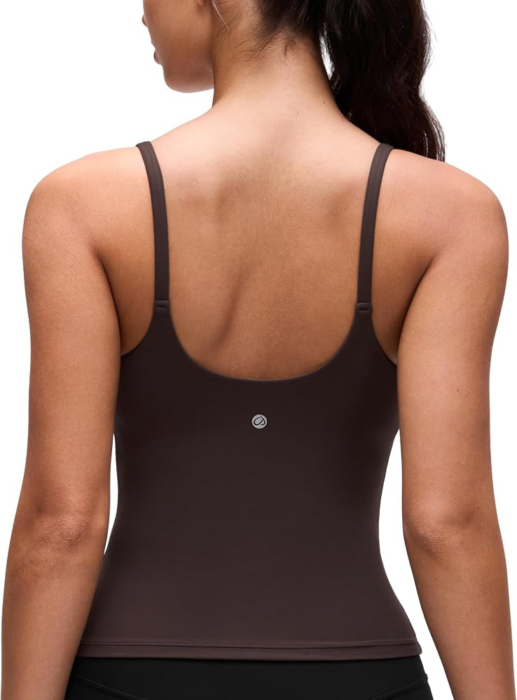 CRZ YOGA Softretch U Back Camisole Tank Tops for Women - Scoop Neck Padded Spaghetti Straps Soft ... | Amazon (US)