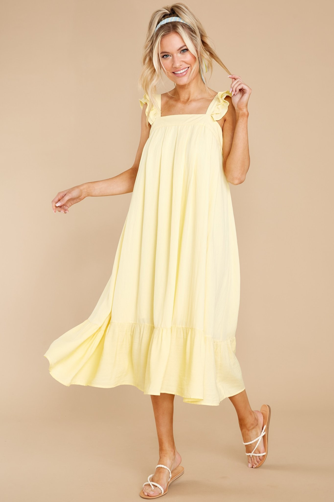 So You Hear Sunshine Yellow Midi Dress | Red Dress 