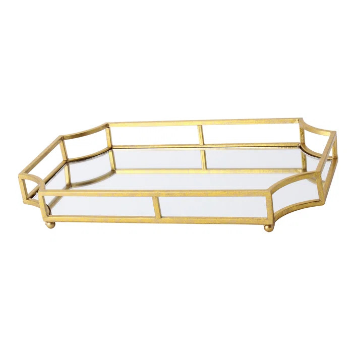 Metal Mirrored Ornate Scalloped Decorative Vanity Tray | Wayfair North America
