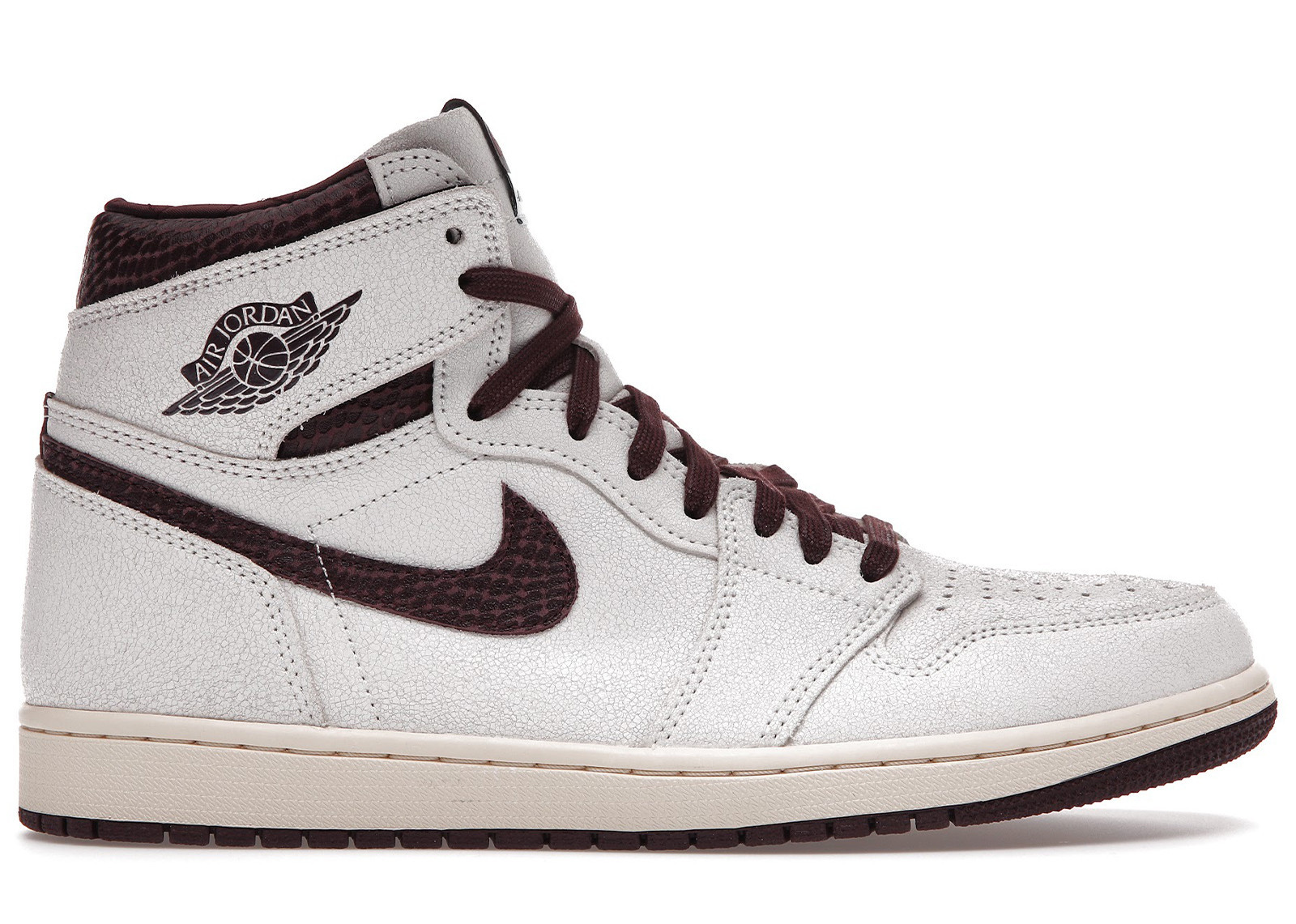 Men's Jordan 1 Retro High OG A Ma Maniére Sneakers in Sail/Burgundy Crush | StockX